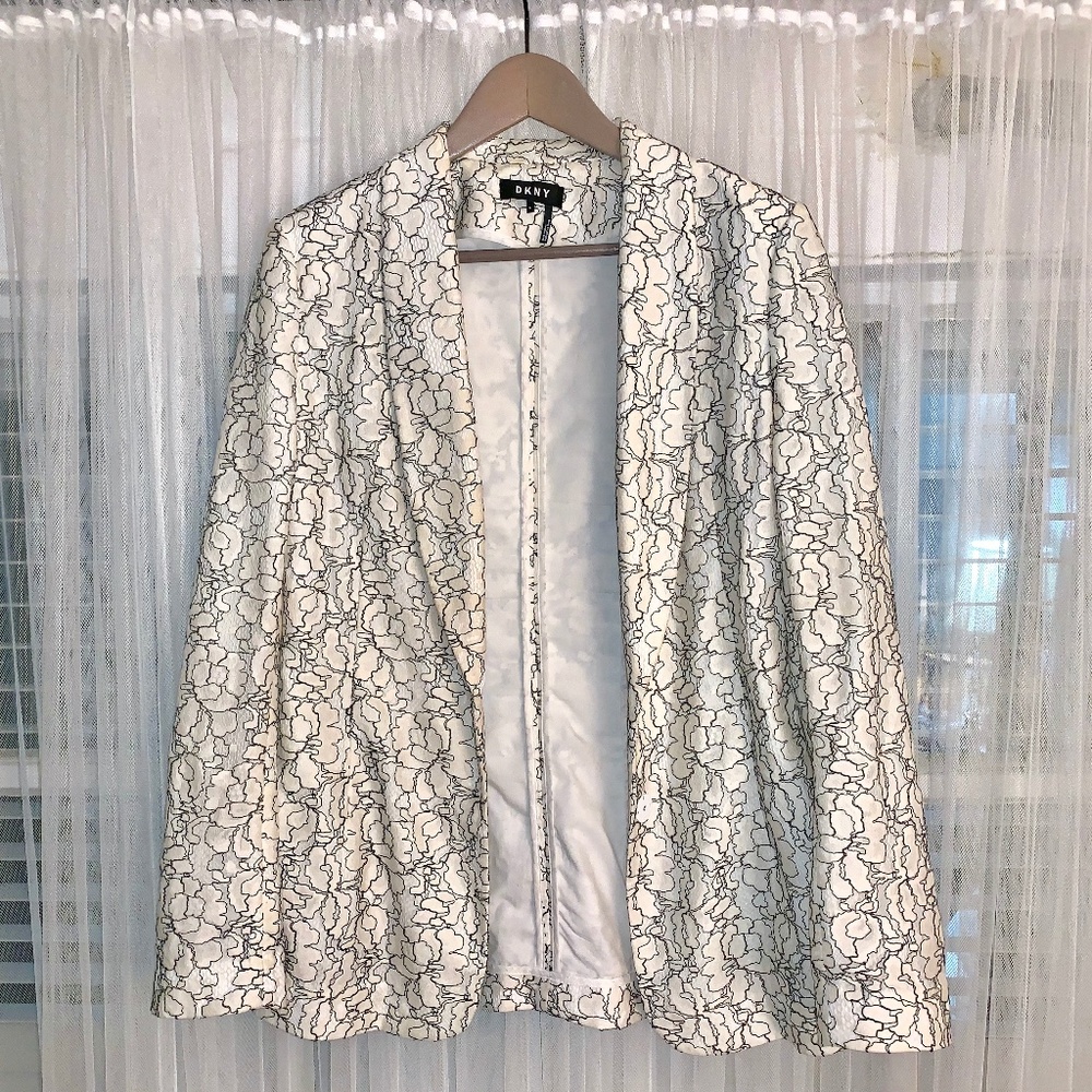 DKNY Lace Overlay Blazer in Black